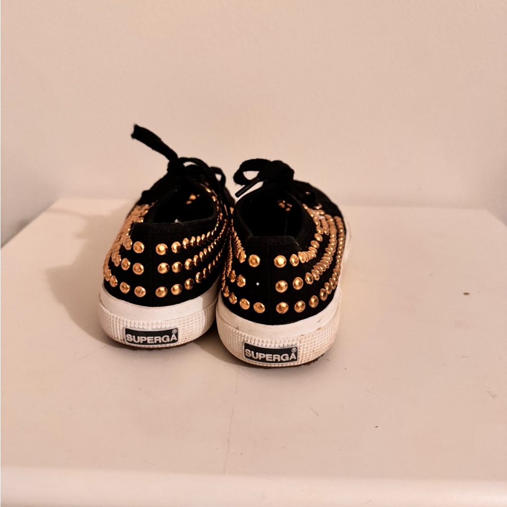 Superga Black and Gold Studded Sneakers super cool size 8 woman - Picture 4 of 4